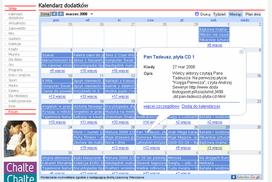 Kalendarz - integracja z Google iCalendar